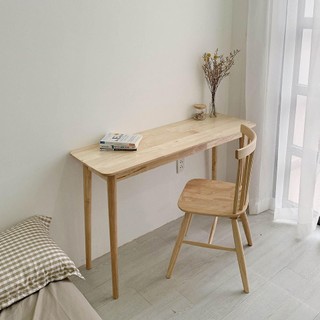 Bàn làm việc dài 1m6 gỗ cao su tự nhiên - chân tròn mặt bàn bo cong 4 góc