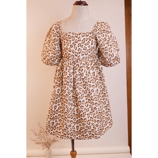Váy bé gái Janie and Jack - LEOPARD BUBBLE SLEEVE DRESS
