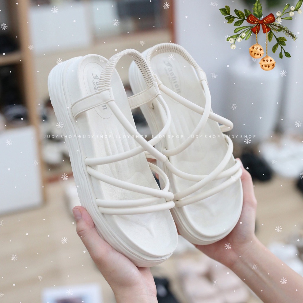 Sandal Đế Bánh Mì Siêu Nhẹ Dây Chéo Êm Chân Cao 4p