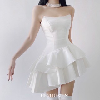 CUPIE DRESS - Váy Trắng, Hồng, Đen Cúp Ngực Đuôi Cá Tầng Xéo (có mút ngực + quần bảo hộ) đầm ống, váy kỉ yếu, Heni Desi