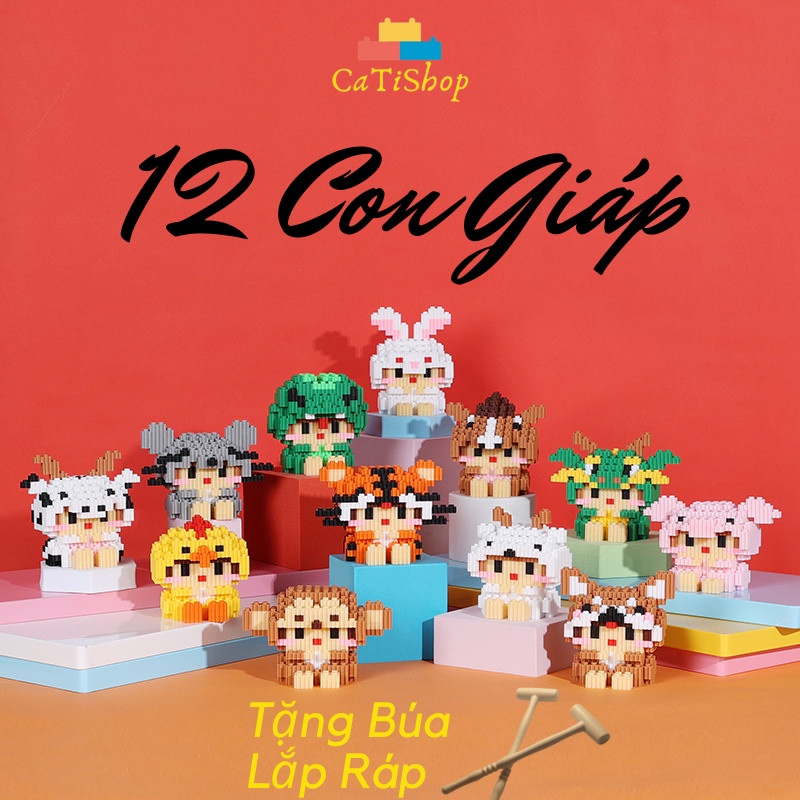 Đồ Chơi Lắp Ráp Mini Mô Hình 12 Con Giáp, 12 Cung Hoàng Đạo 3d Trí Tuệ Thông Minh Bằng Nhựa ABS An Toàn Cho Bé cati.shop