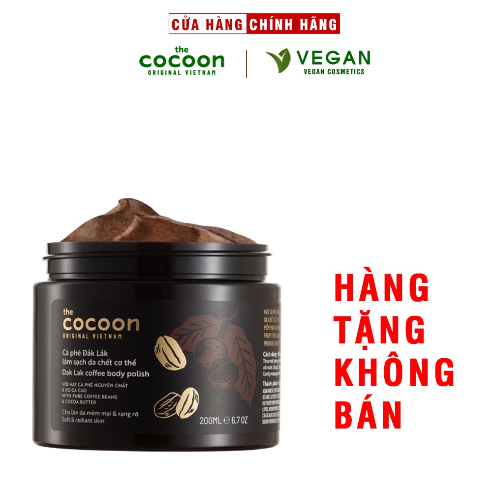 [HÀNG TẶNG KHÔNG BÁN] Cà phê Đăk lăk làm sạch da chết cơ thể Cocoon 200ml thuần chay
