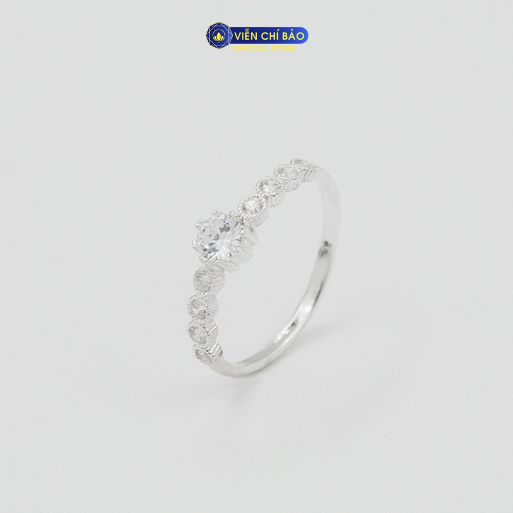 Nhẫn bạc nữ viền đá trắng chất liệu bạc 925 thời trang phụ kiện trang sức nữ thương hiệu Viễn Chí Bảo N400211