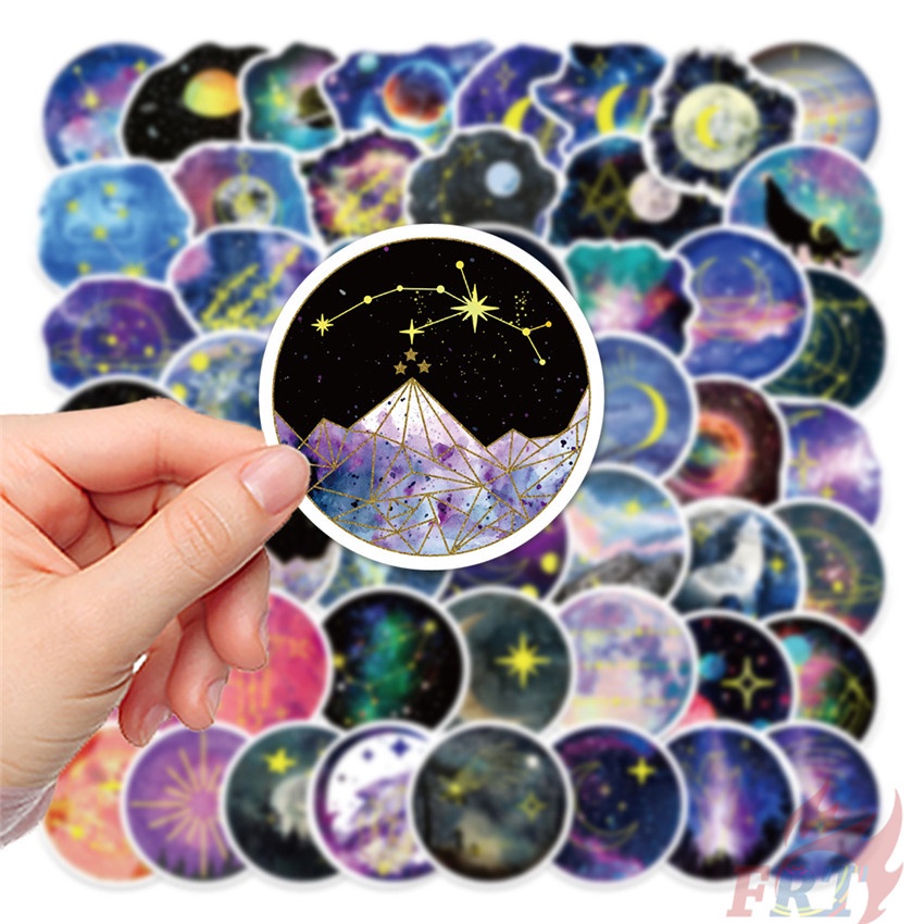 ❉ Miếng Dán Trang Trí Hình Hành Tinh Nghệ Thuật 01 ❉ Bộ 50 Sticker Chống Thấm Nước Họa Tiết Doodle Hợp Thời Trang