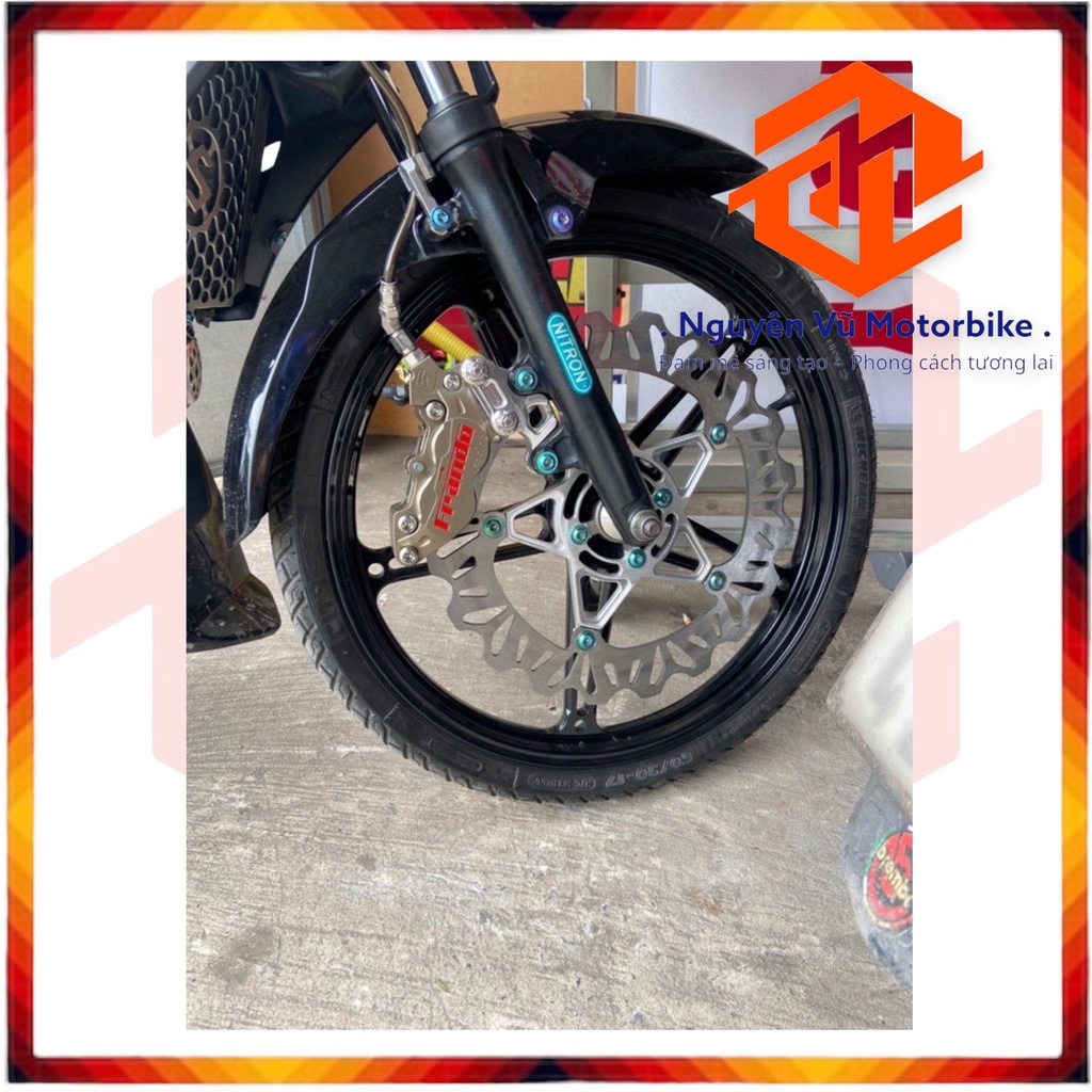 Pas bas trước Raider/Satria đĩa 290/295mm xài heo 4 Piston đối xứng