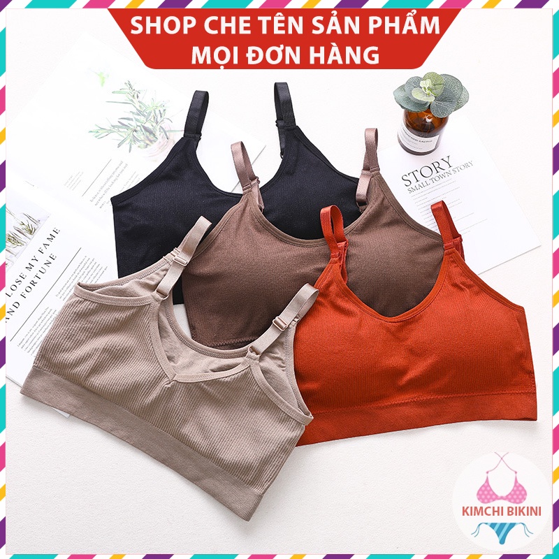 Áo bra 2 dây sẵn đệm đẩy ngực KIMCHIBIKINI Áo nót nữ cotton hàng xuất nhật AL002