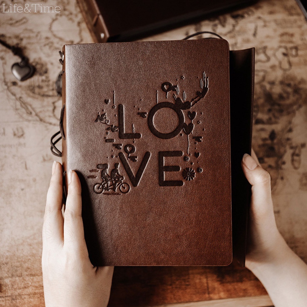 Album ảnh tự dán bìa da, Scrapbook bìa da phong cách Vintage