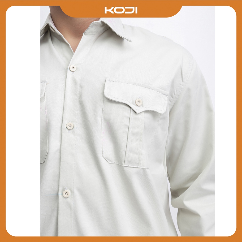 Bộ quần áo bảo hộ lao động KJ213 màu ghi sáng