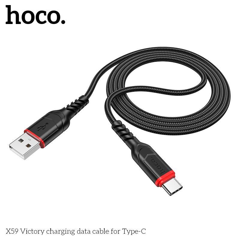 Dây Cáp Sạc Cho Samsung, Xiaomi, Oppo, Huawei, Android - Hoco X59 Type-C, Sạc Nhanh 3A, Cáp Dây Dù Siêu Bền [CHÍNH HÃNG]