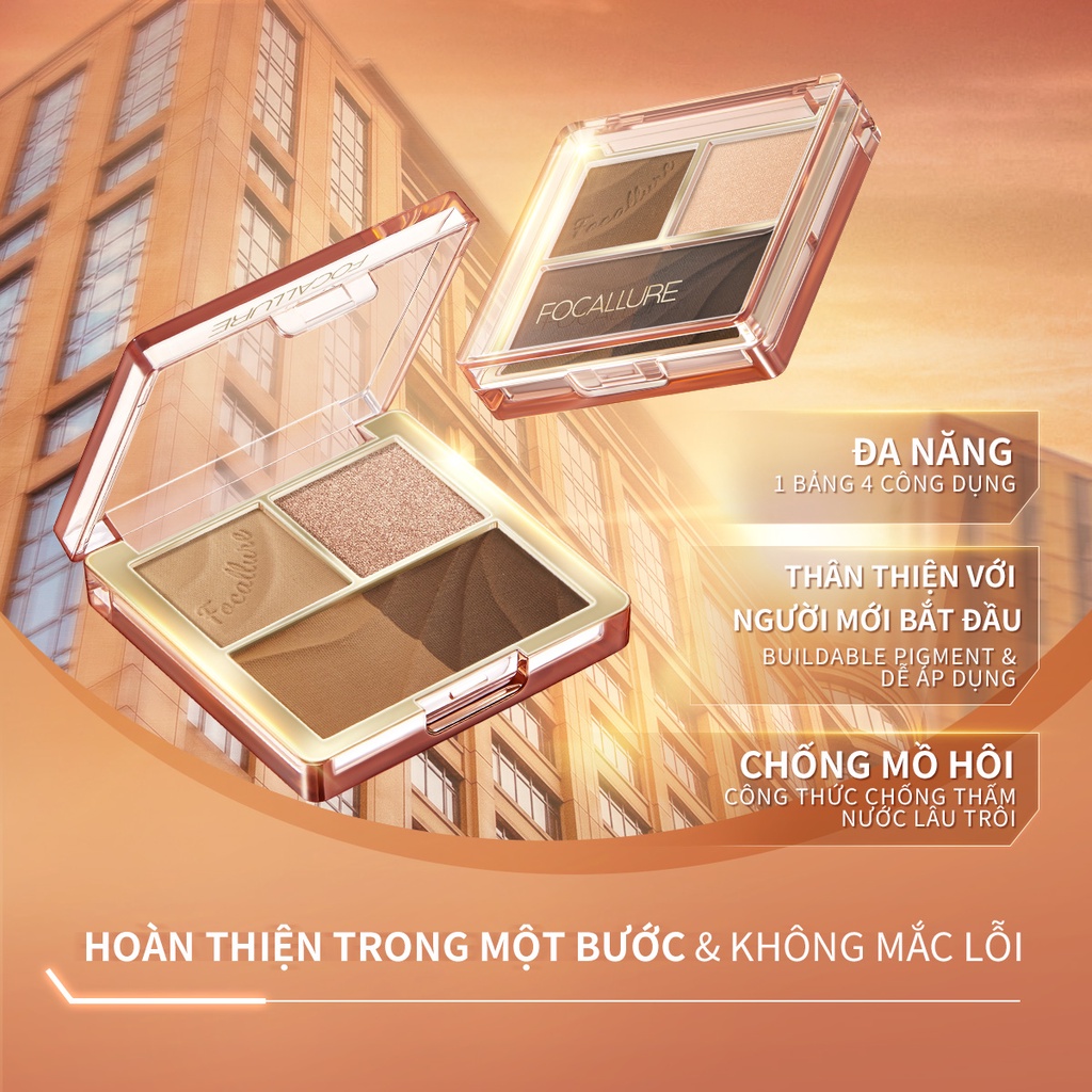 Bảng phấn mắt 4 màu Focallure đa năng 7.2g không thấm nước lâu trôi cho người mới bắt đầu