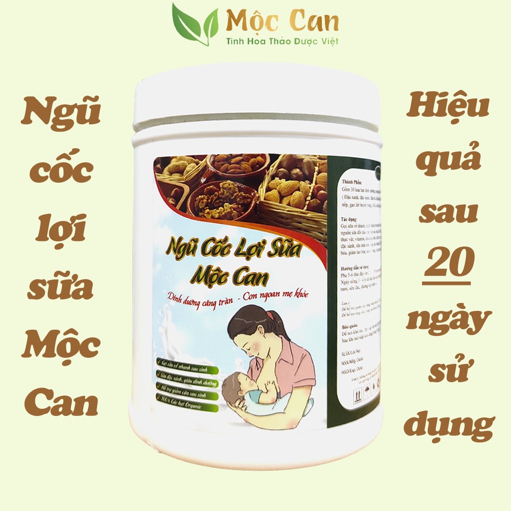 Bột ngũ cốc lợi sữa Mộc Can giúp lợi sữa tốt cho  sữa mẹ, ngũ cốc bầu - Ngũ cốc dinh dưỡng lợi sữa hộp 500g