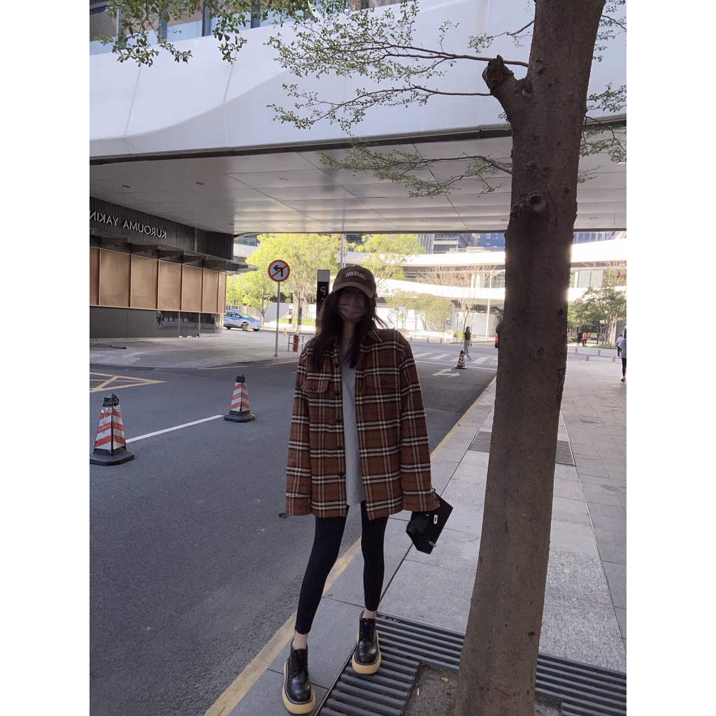 Áo khoác sơ mi nữ thời trang cao cấp Burberry BBR thiết kế kiểu dáng trẻ trung, họa tiết caro basic