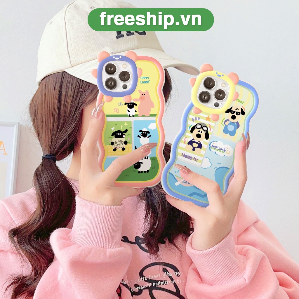 Ốp lưng iphone tai gấu viền sóng Cừu phi công đủ mã iphone 6/6plus/6s/6splus/7/7plus/8/8plus/x/xr/xs/11/12/pro/max/plus