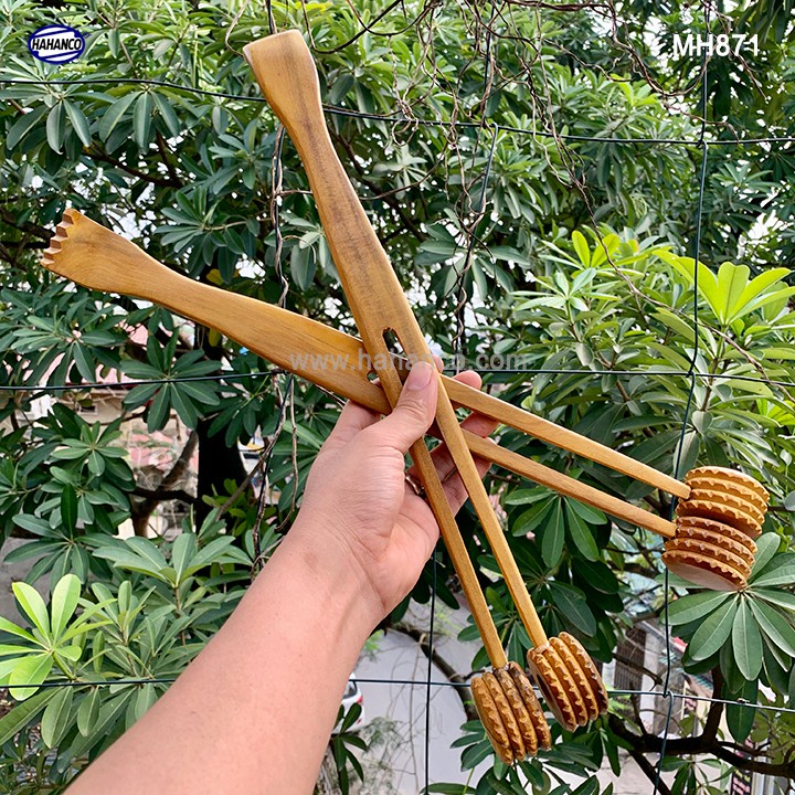 Cây đấm & gãi lưng  MH871 -HAHANCO đầu tròn bằng gỗ thơm