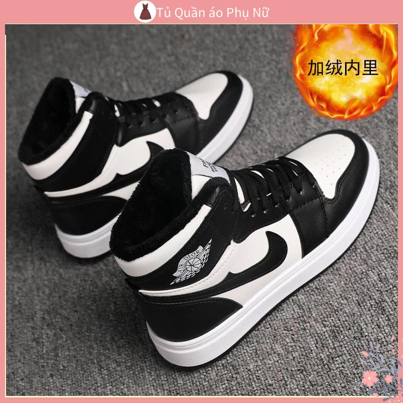 Gi y Ni☆E Th Tao n Giày Thể Thao Lót Cotton Lót Lông Cừu Lót Lông Cừu Cổ Cao Giữ Ấm Mùa Đông Hợp Thời Trang Cho Nam Sinh Trung Học aj1
