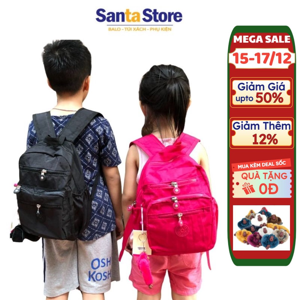 Balo vải cho bé trai gái Kipling KL1811 thời trang cao cấp đi học mầm mon mẫu giáo, đựng đồ cá nhân đi chơi SANTA STORE