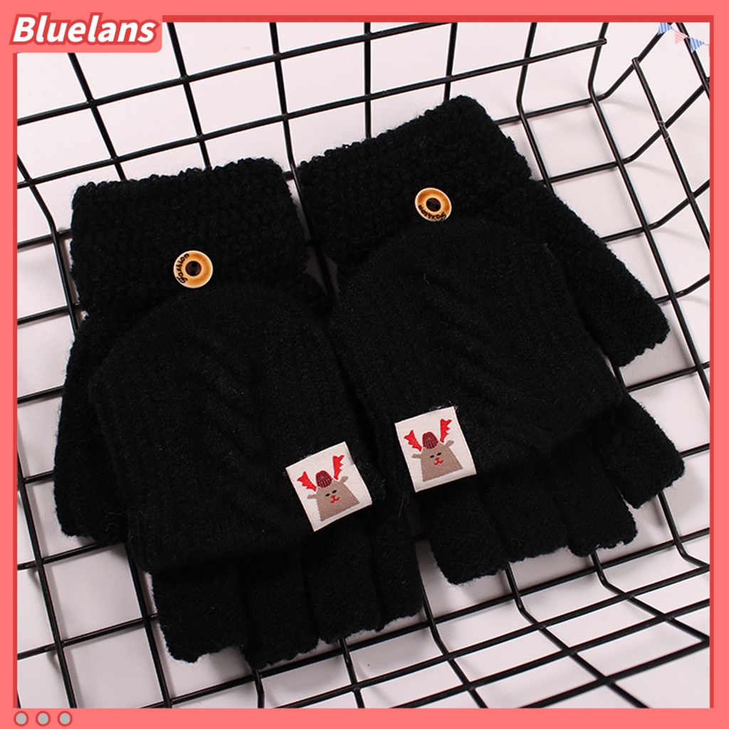 1 Đôi Găng Tay Hở Ngón Bằng Vải Dệt Kim Ấm Áp Sử Dụng Hàng Ngày