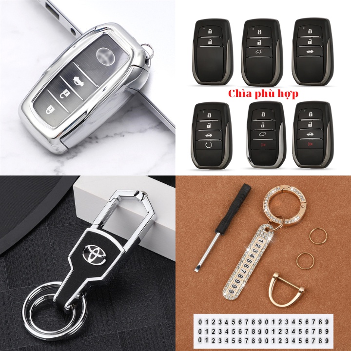 Bao Da, Vỏ Bảo Vệ, Ốp Chìa Khóa, Bọc Chìa Khóa Cho Xe Ô Tô Toyota Corolla Altis, Cross, Innova, Fortuner, Camry