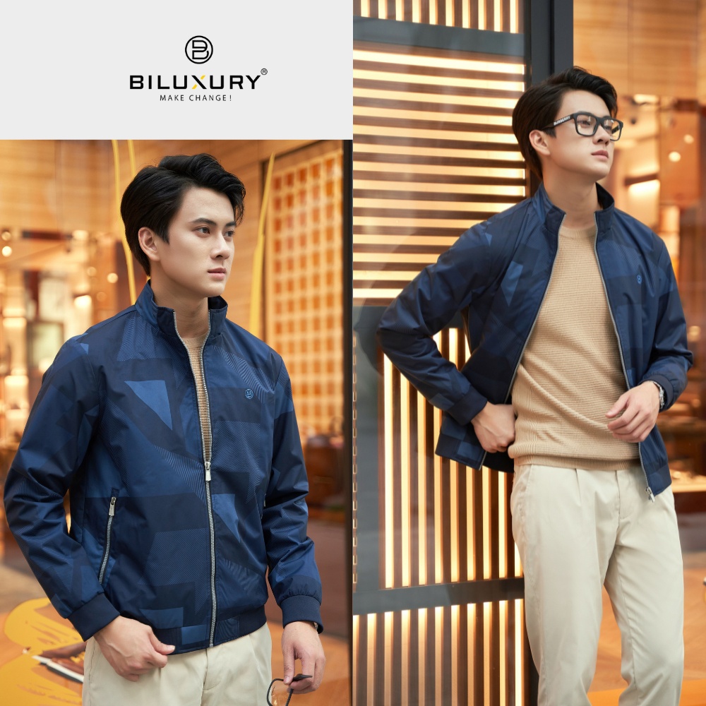 Áo Khoác Gió, Áo Bomber Biluxury Áo Khoác Dù Nam 6AG2H002 thiết kế 2 lớp cản gió cổ đứng phom suông nhẹ tôn dáng