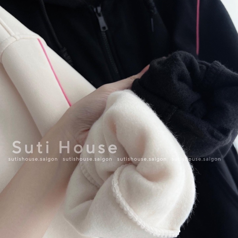 [ẢNH THẬT-CÓ SẴN] Áo Khoác Nỉ Hoodie Zip 90S Xanh cổ Vịt Nhiều Màu Phối Line Viền Pinky Unisex Nam Nữ - Suti House | BigBuy360 - bigbuy360.vn