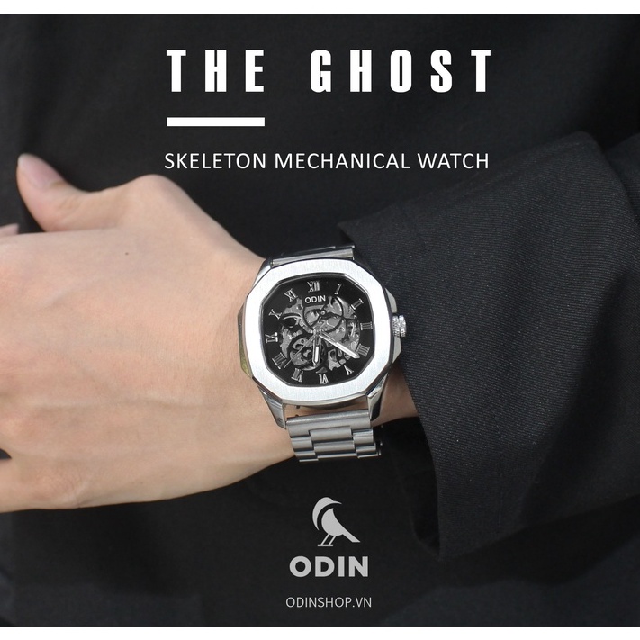 Đồng hồ Nam ODIN -THE GHOST | Máy cơ Semi-Automatic dây cao su - Chống nước 5ATM - TẠNG KÈM DÂY ĐEO