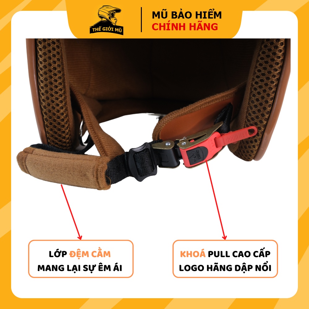 Mũ bảo hiểm 3/4 đầu màu đen nhám, freesize, Thế Giới Mũ Bảo Hiểm