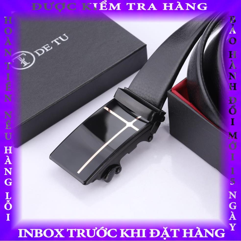 Thắt lưng nam DETU khóa tự động đầu đen cao cấp hogdieu
