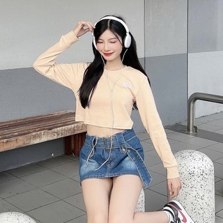 UPZ Áo Thun Croptop Tay Dài (3 Màu)