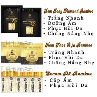 Mini size - Kem Face Lụa Bamboo, serum B5 Bamboo, kem Body diamond Bamboo