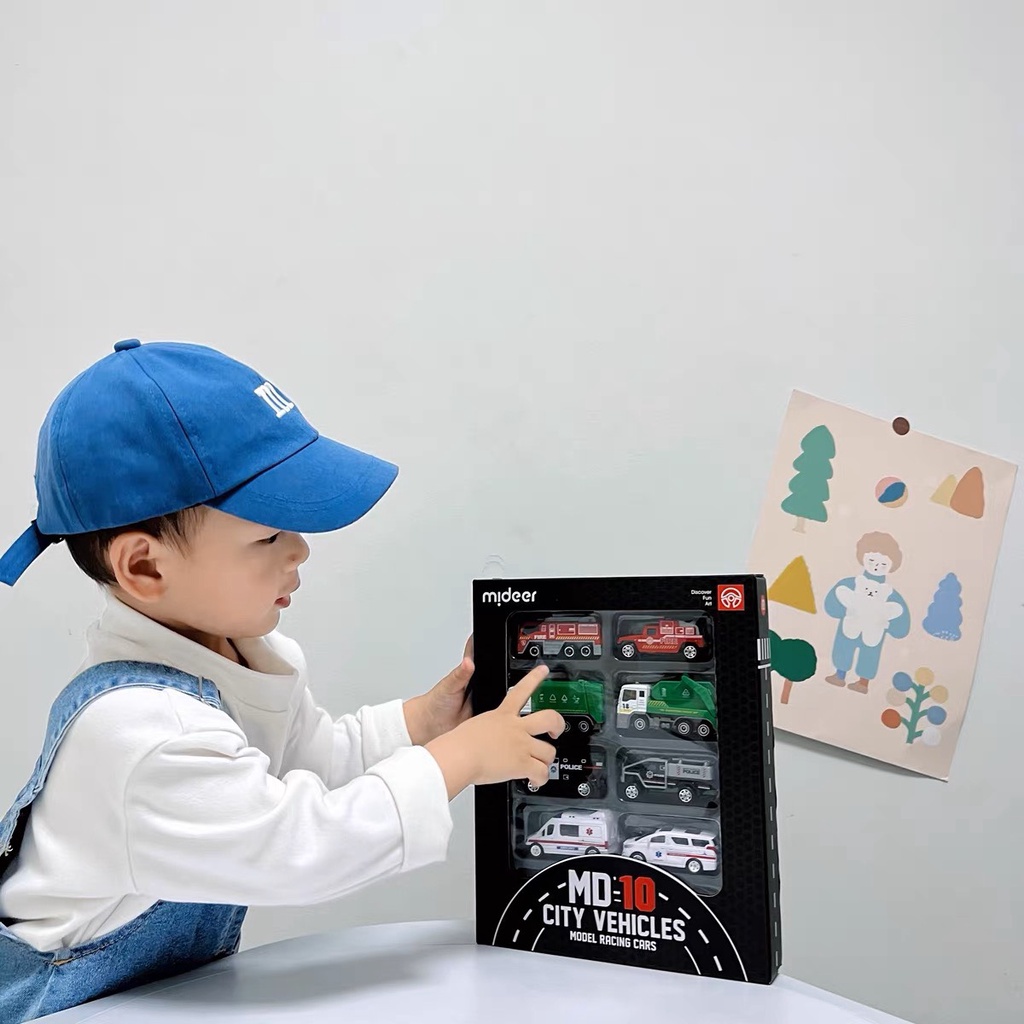 Đồ chơi xe ô tô mô hình hợp kim gồm 10 xe cảnh sát, cứu hỏa, cứu thương cho bé