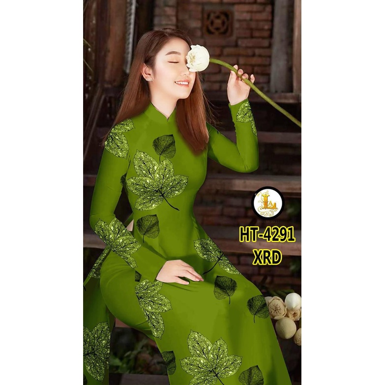 Vải may áo dài trung niên họa tiết chiếc lá, chất vải đẹp hàng loại 1