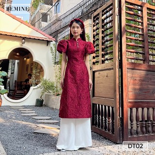 Áo dài cách tân đính nút tay phồng BEMINE DT02