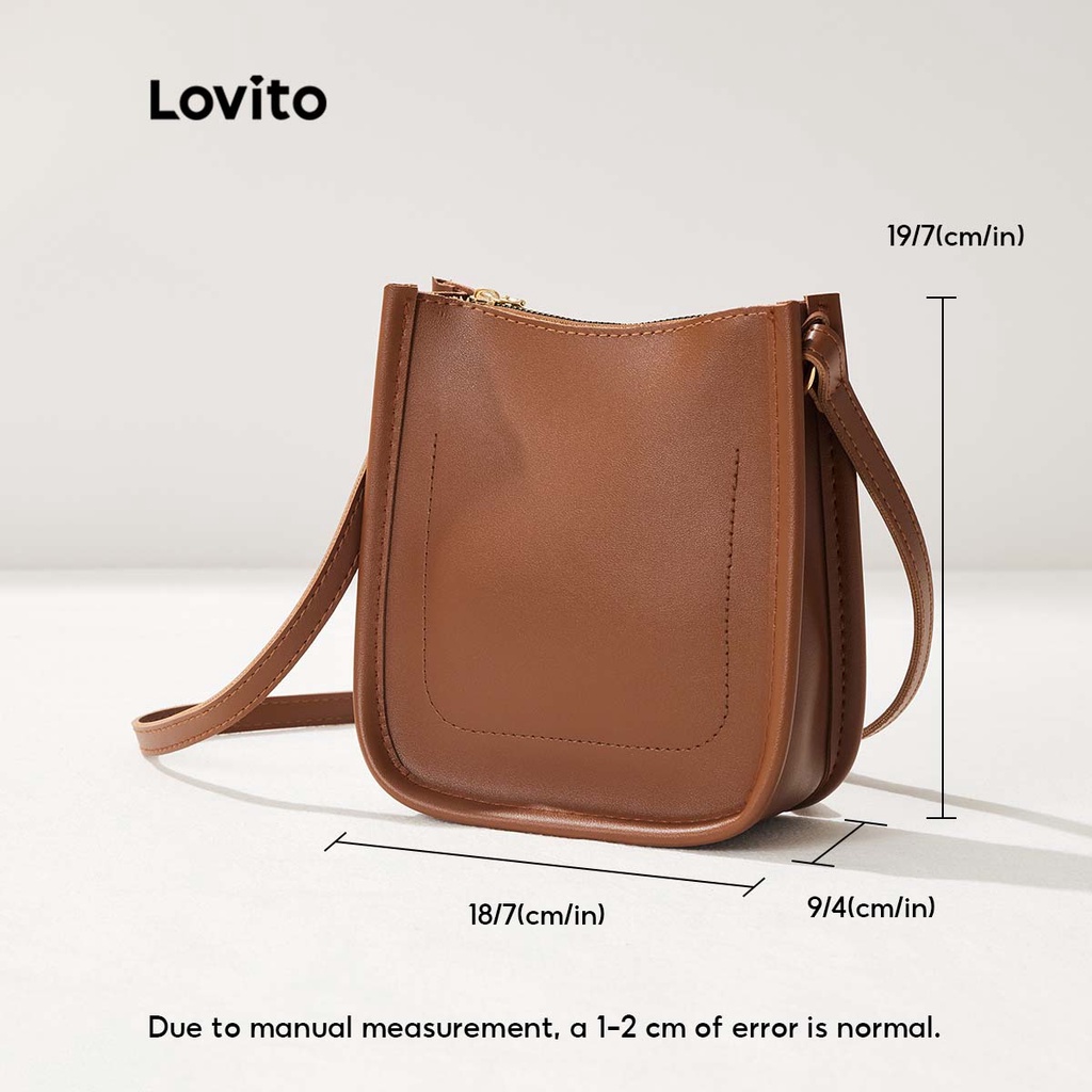 Lovito Túi Tote Hình Tròn Màu Trơn Nhẹ Nhàng L41BA15 (Màu Mơ / Nâu / Vàng / Đen)