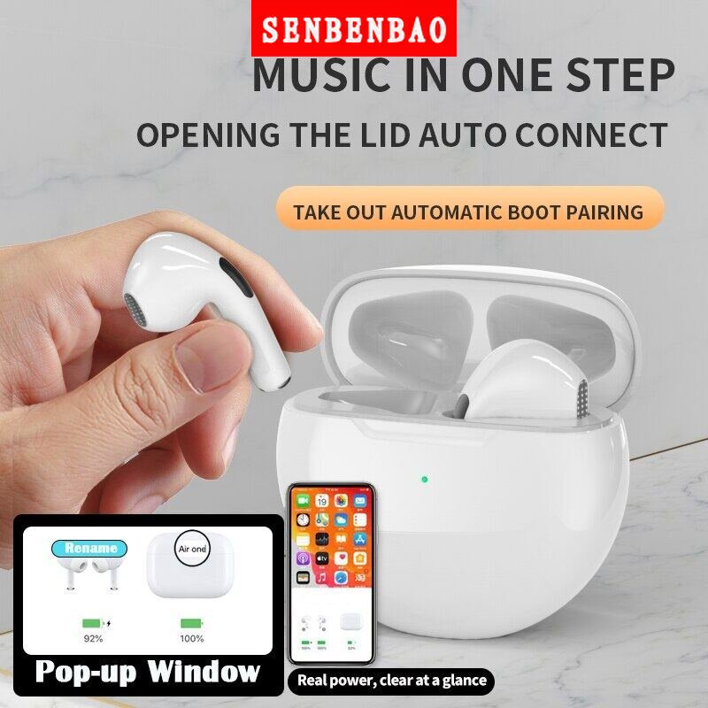Tai nghe bluetooth không dây SENBENBAO Air Pro 6 TWS có micro hỗ trợ tập thể thao thích hợp cho Apple IPhone Xiaomi