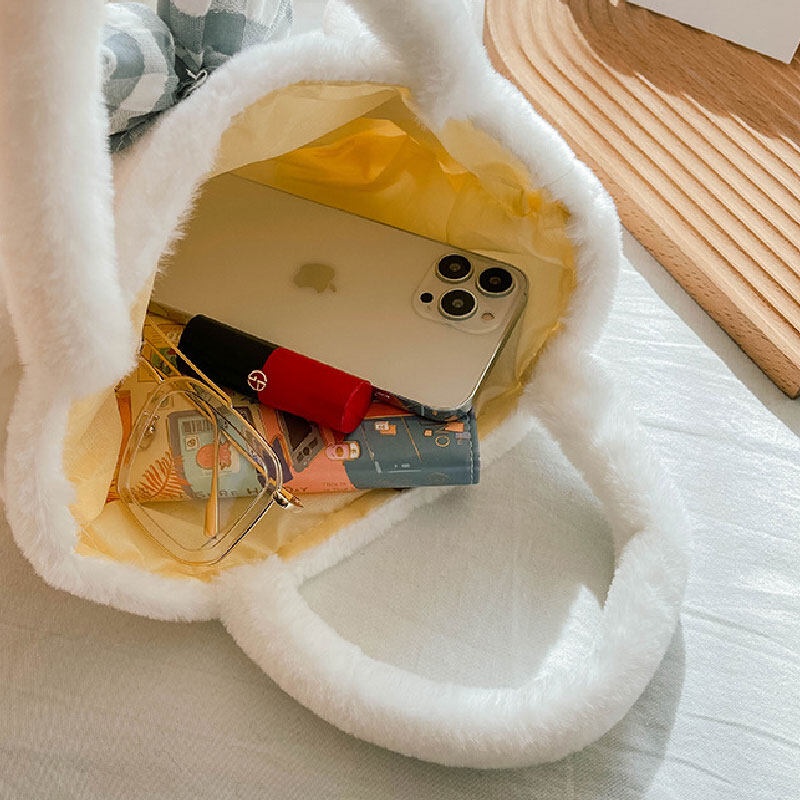 Túi Đựng Cơm Trưa Phủ Lông Sức Chứa Lớn Họa Tiết Hoạt Hình Nhật Bản Instagram Dễ Thương Cho Trẻ Em