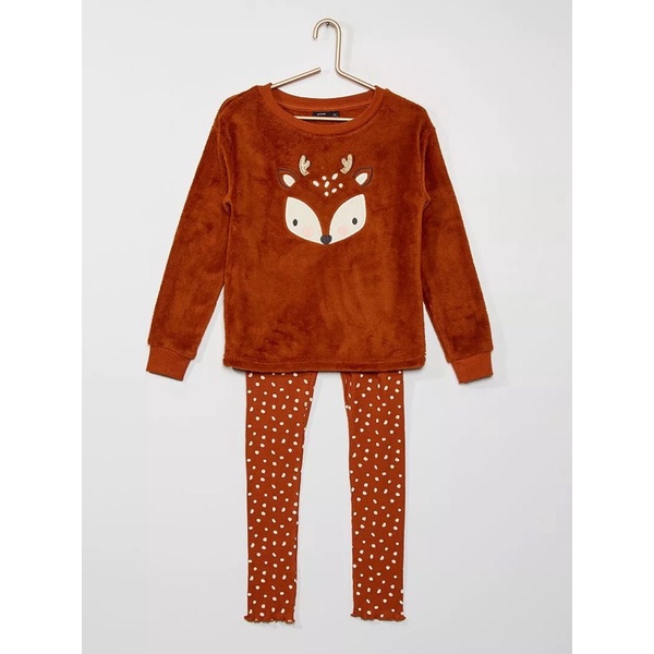 Bộ Lông Legging Bé Gái Tuần Lộc Cam Đất Kiabi