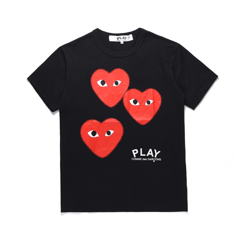Play COMME des GARCONS Kawakubo Rei CDG Áo Thun cotton Ngắn Tay Thời Trang Cặp Đôi