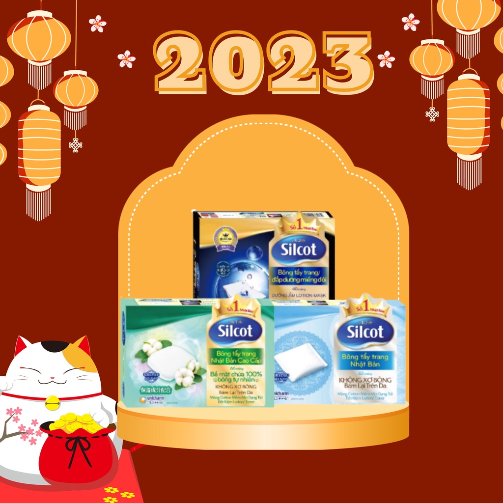 Bông tẩy trang SILCOT Nhật Bản cao cấp chính hãng Hộp 40, 66, 82 miếng Tanoshi.Mart