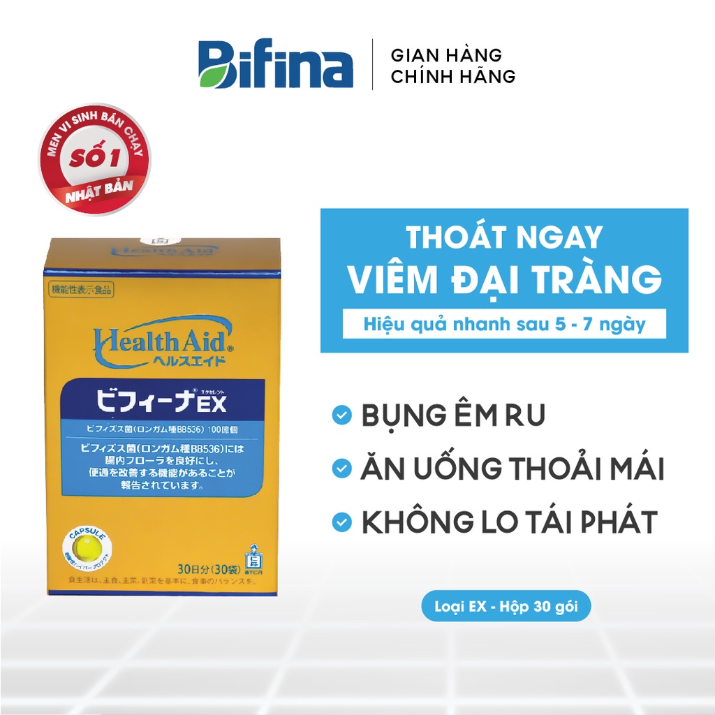 Men vi sinh Bifina Nhật Bản, Loại EX 30 gói - Thoát ngay viêm đại tràng, không lo tái phát