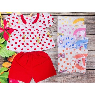 Bộ Lụa Tay Phồng Ngắn Chấm Bi Bé (giao màu ngẫu nhiên) (12-18kg)