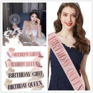 Dây ruy băng satin chữ happy birthday kèm cài tóc hpbd xinh xắn hot trend