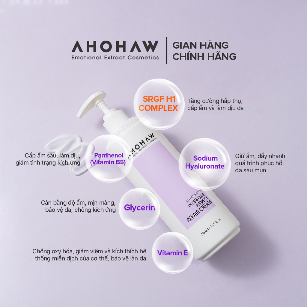 Kem Dưỡng Siêu Phục Hồi Da AHOHAW Inter-Cure Perfect Repair Cream 500ml - Giúp Da Luôn Khoẻ Mạnh, Láng Mịn, Ẩm Mượt