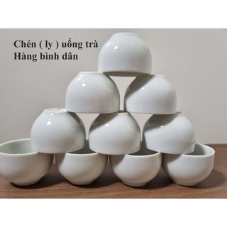 Combo 10 chén trà trắng, không quai, hàng bình dân