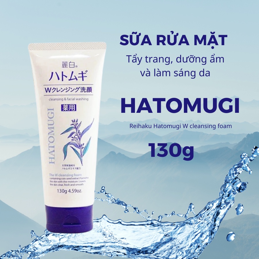 Combo sữa tắm 800ml sữa rửa mặt 130g dưỡng ẩm làm trắng da Hatomugi Reihaku Kumano ý dĩ - Bahachiha