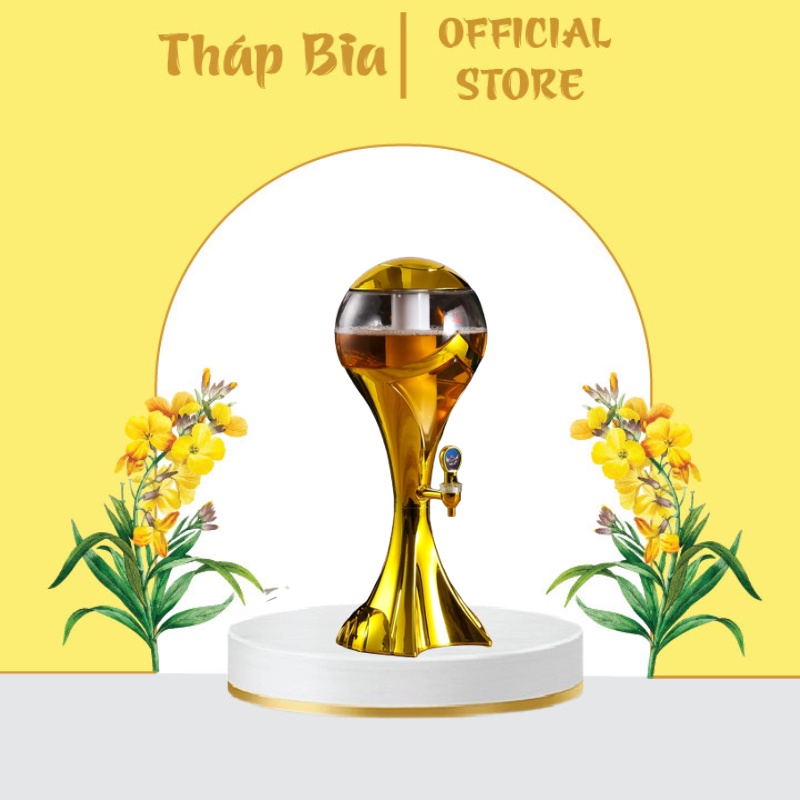 Tháp Bia Có Đèn Led 3 Lít Hình Cúp Đựng Beer Trà Sữa Nước Ngọt Có Lõi Đá Giữ Lạnh Vòi Rót Decor Nhà Hàng, Bar, Cafe