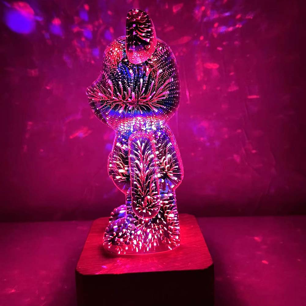 Đèn Ngủ Để Bàn Hình Gấu Pháo Hoa 3D