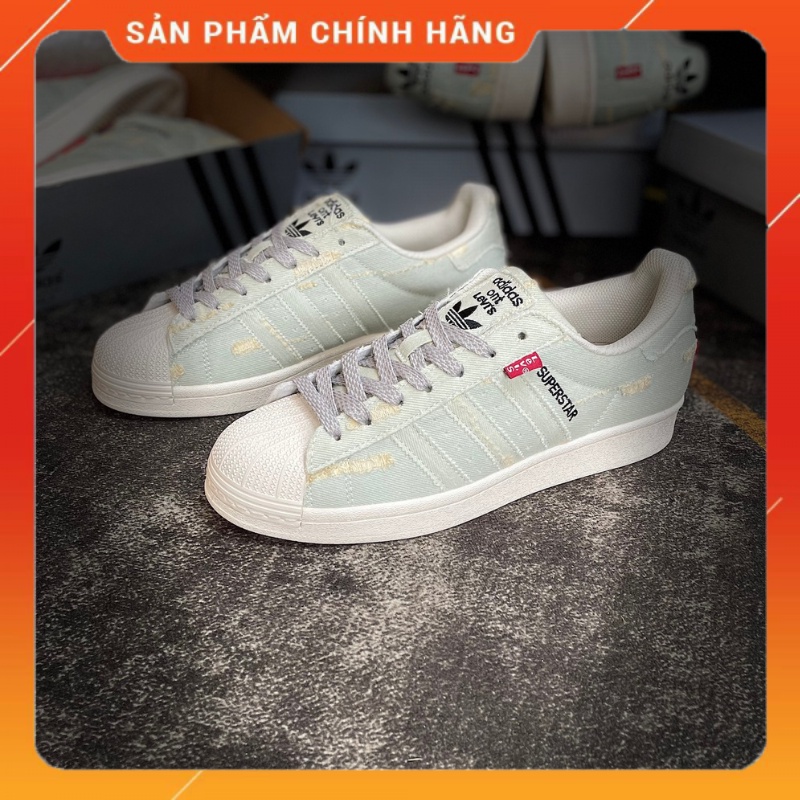 Giày thể thao Levi's x Adidas superstar clover shell headboard, Giày adidas super star dây đỏ hot 2022 | Giày Khúc Cảnh