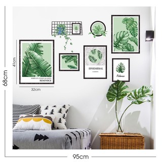 Decal khung tranh lá xanh dán tường A217