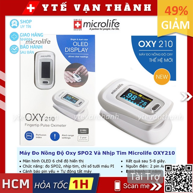 ✅ Máy Đo Nồng Độ Oxy SPO2 Và Nhịp Tim Microlife OXY210 (OXY 210) | Bản nâng cấp OXY200 -VT0949