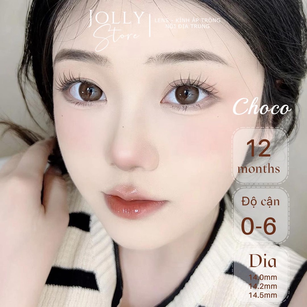 Lens LUNA EYES - Kính áp tròng CHOCO 166 giãn to cận từ 0-6 độ JOLLY STORE